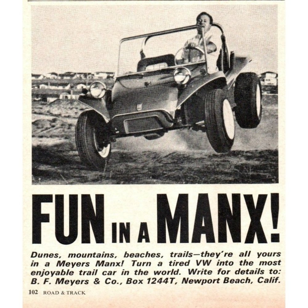 1966 Meyers Manx Dune Buggy Go Kart Vintage Print Ad Wall Art Photo